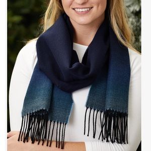 Navy Ombré Fringe-Hem Scarf